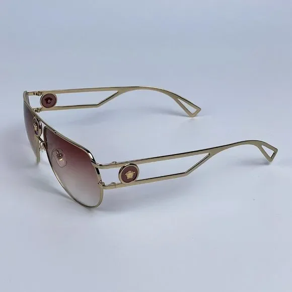 🔥 Versace  VE2225 10020P Sunglasses Aviator Gold Orange Brown Men - Picture 5 of 9